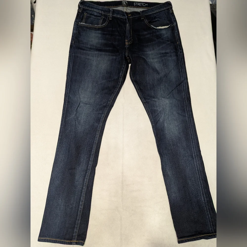 PRPS Windsor Distressed Stretch Skinny Dark‎ Blue Wash Mens Jeans Size 38